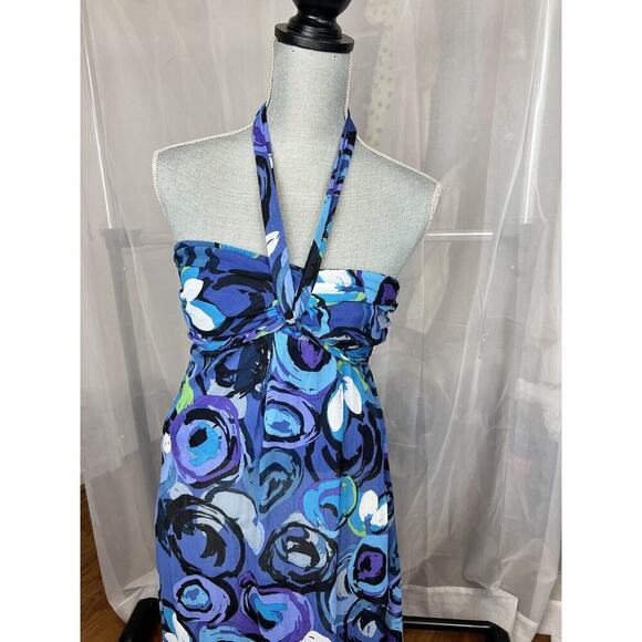 Xhilaration maxi dress halter neck chiffon dress ruched abstract lined sz SM - Picture 1 of 8